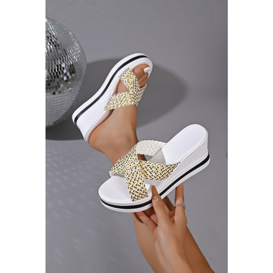 Woven Strap Wedge Sandals Apparel and Accessories