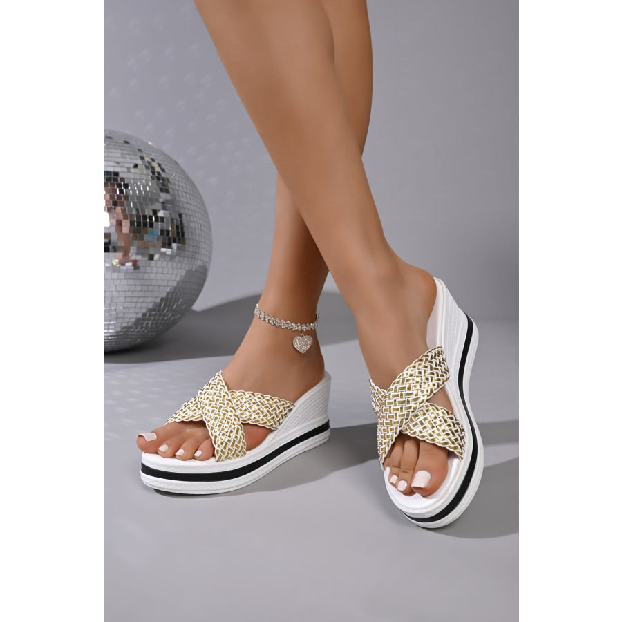 Woven Strap Wedge Sandals Apparel and Accessories