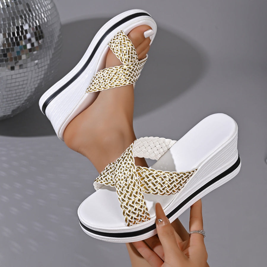 Woven Strap Wedge Sandals Apparel and Accessories