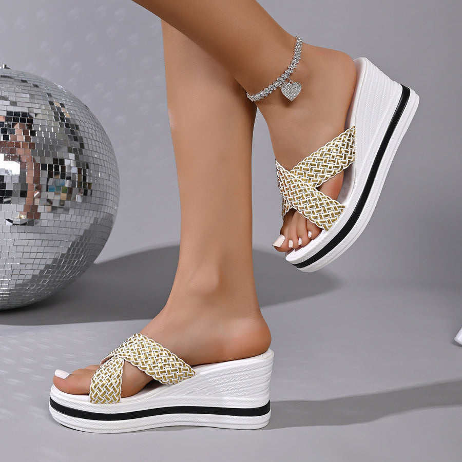 Woven Strap Wedge Sandals Apparel and Accessories