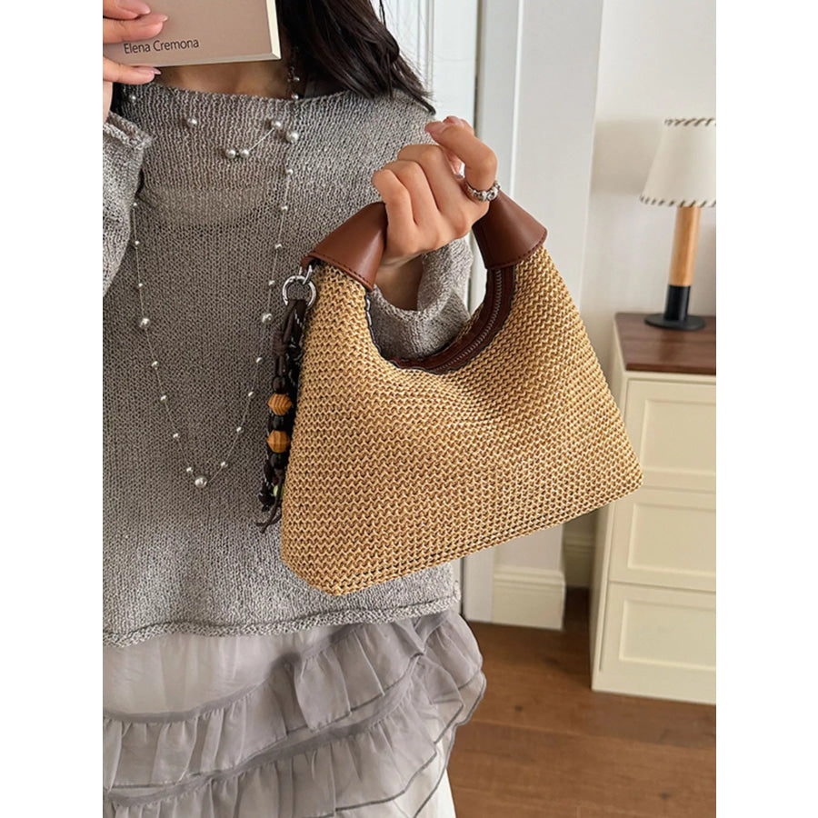 Woven Straw Crossbody Bag Brown / One Size Apparel and Accessories