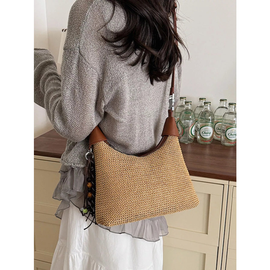 Woven Straw Crossbody Bag Brown / One Size Apparel and Accessories