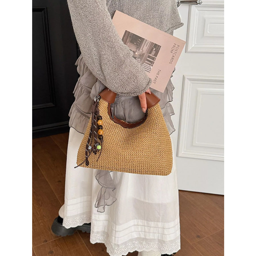 Woven Straw Crossbody Bag Brown / One Size Apparel and Accessories
