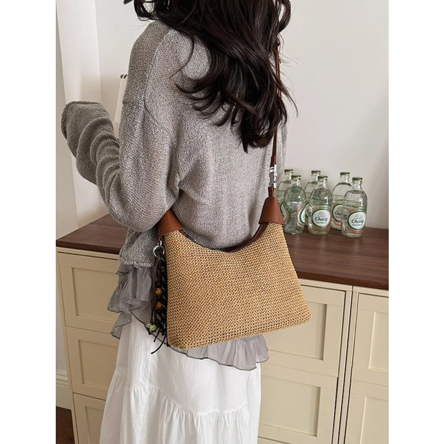 Woven Straw Crossbody Bag Brown / One Size Apparel and Accessories