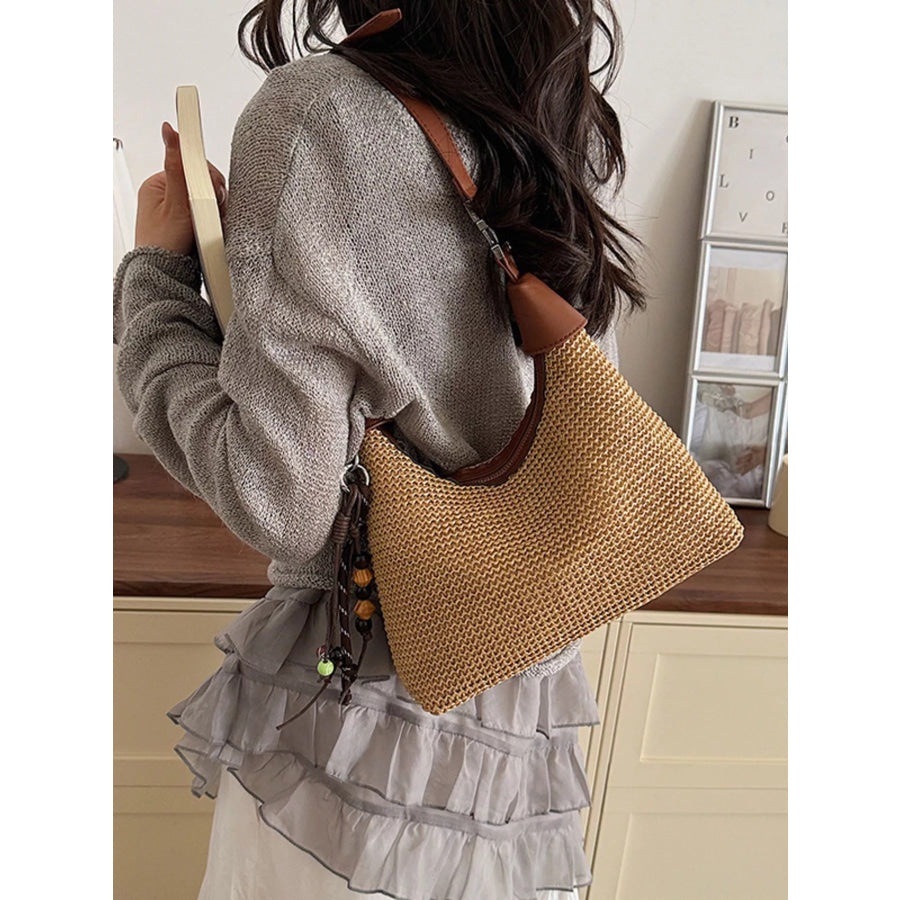 Woven Straw Crossbody Bag Brown / One Size Apparel and Accessories