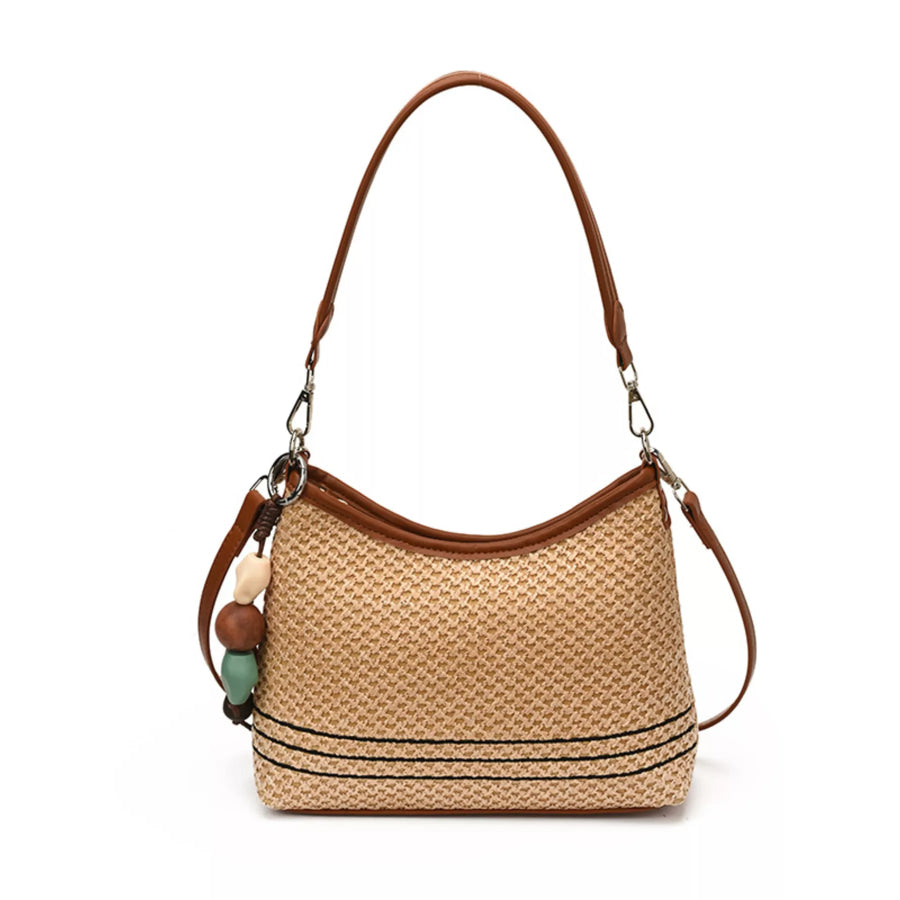 Woven Straw Crossbody Bag Camel / One Size Apparel and Accessories