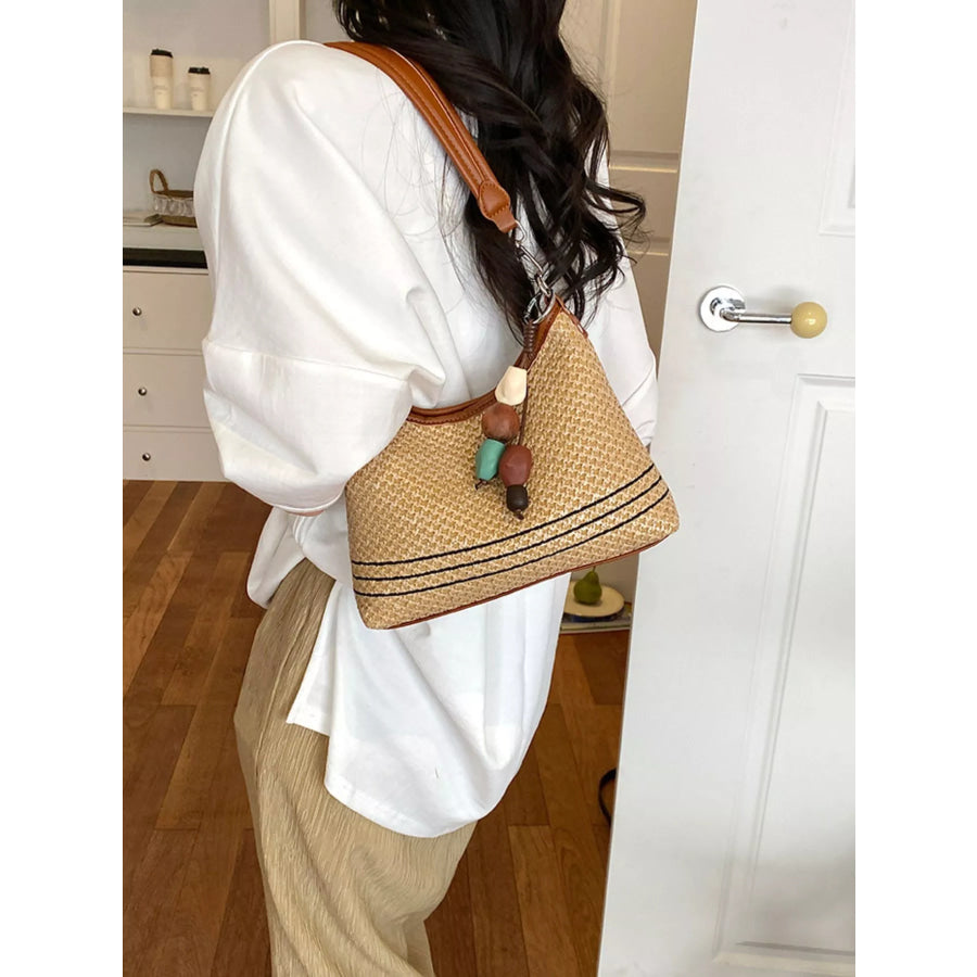 Woven Straw Crossbody Bag Camel / One Size Apparel and Accessories
