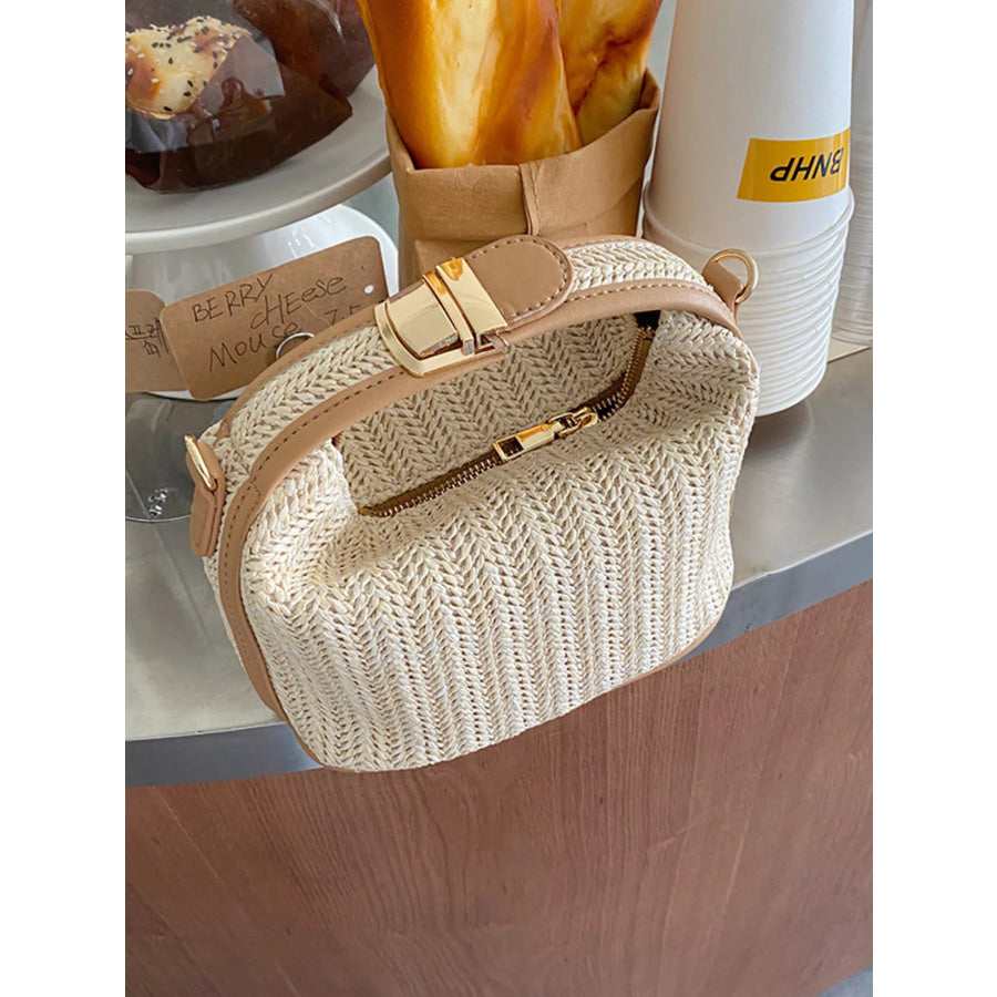 Woven Straw Crossbody Bag Cream / One Size Apparel and Accessories