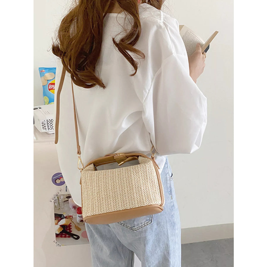 Woven Straw Crossbody Bag Cream / One Size Apparel and Accessories