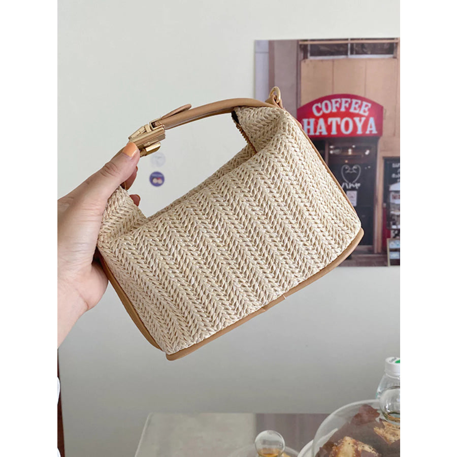 Woven Straw Crossbody Bag Cream / One Size Apparel and Accessories