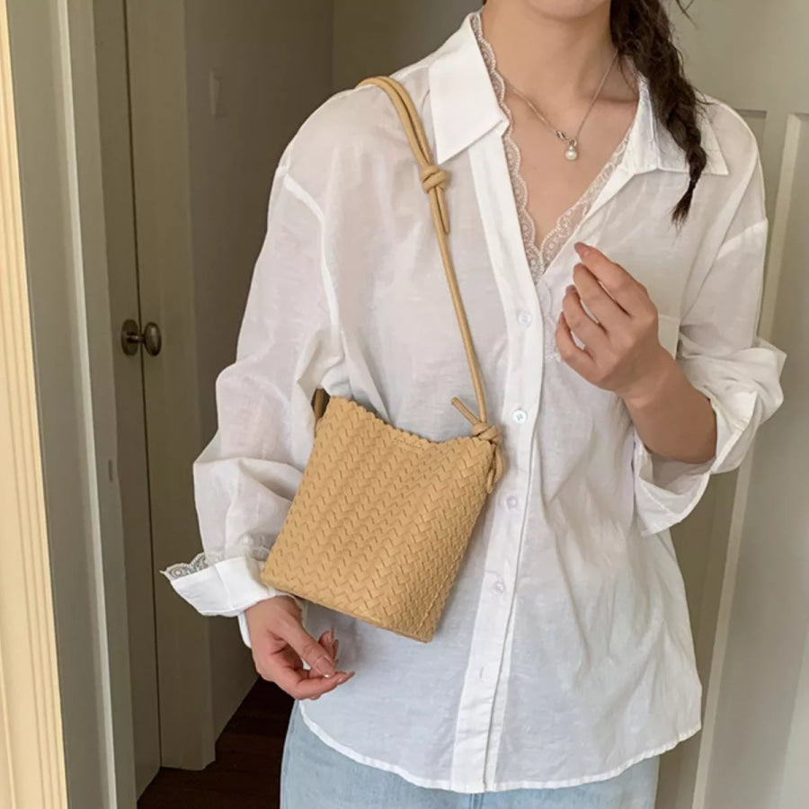 Woven Straw Crossbody Bag Yellow / onesize Apparel and Accessories