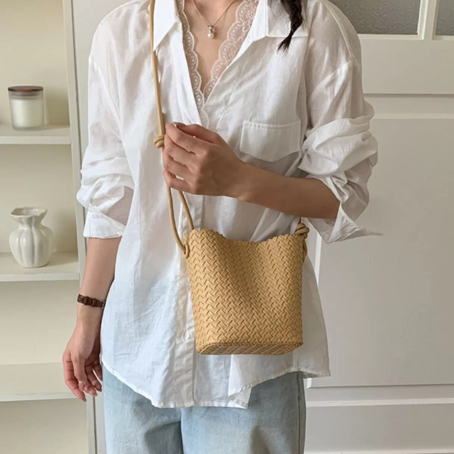 Woven Straw Crossbody Bag Yellow / onesize Apparel and Accessories