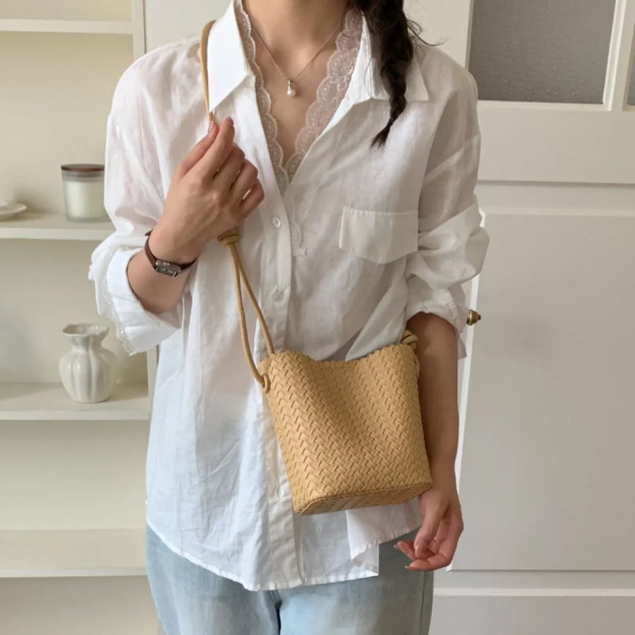 Woven Straw Crossbody Bag Yellow / onesize Apparel and Accessories