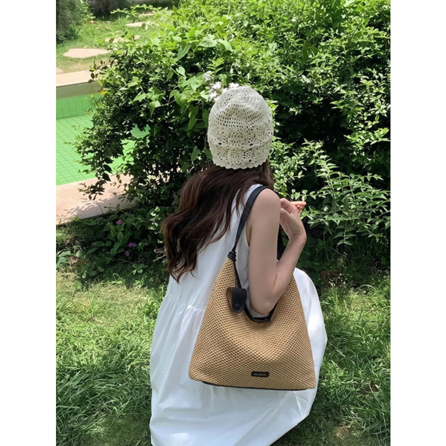 Woven Straw Shoulder Bag Camel / onesize Apparel and Accessories
