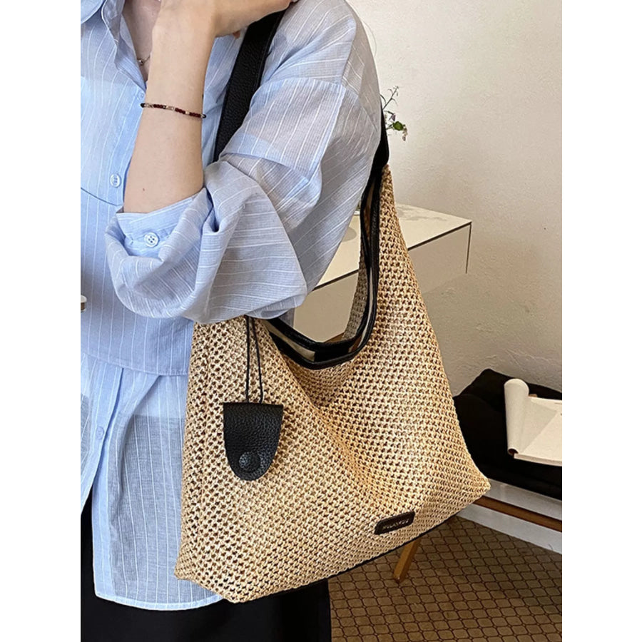 Woven Straw Shoulder Bag Camel / onesize Apparel and Accessories