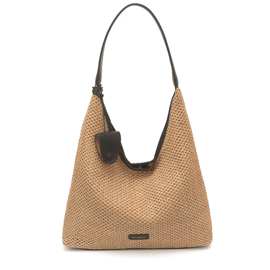 Woven Straw Shoulder Bag Camel / onesize Apparel and Accessories