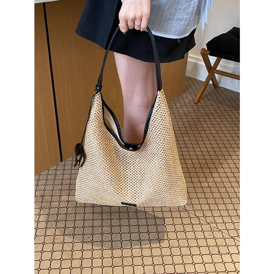Woven Straw Shoulder Bag Camel / onesize Apparel and Accessories