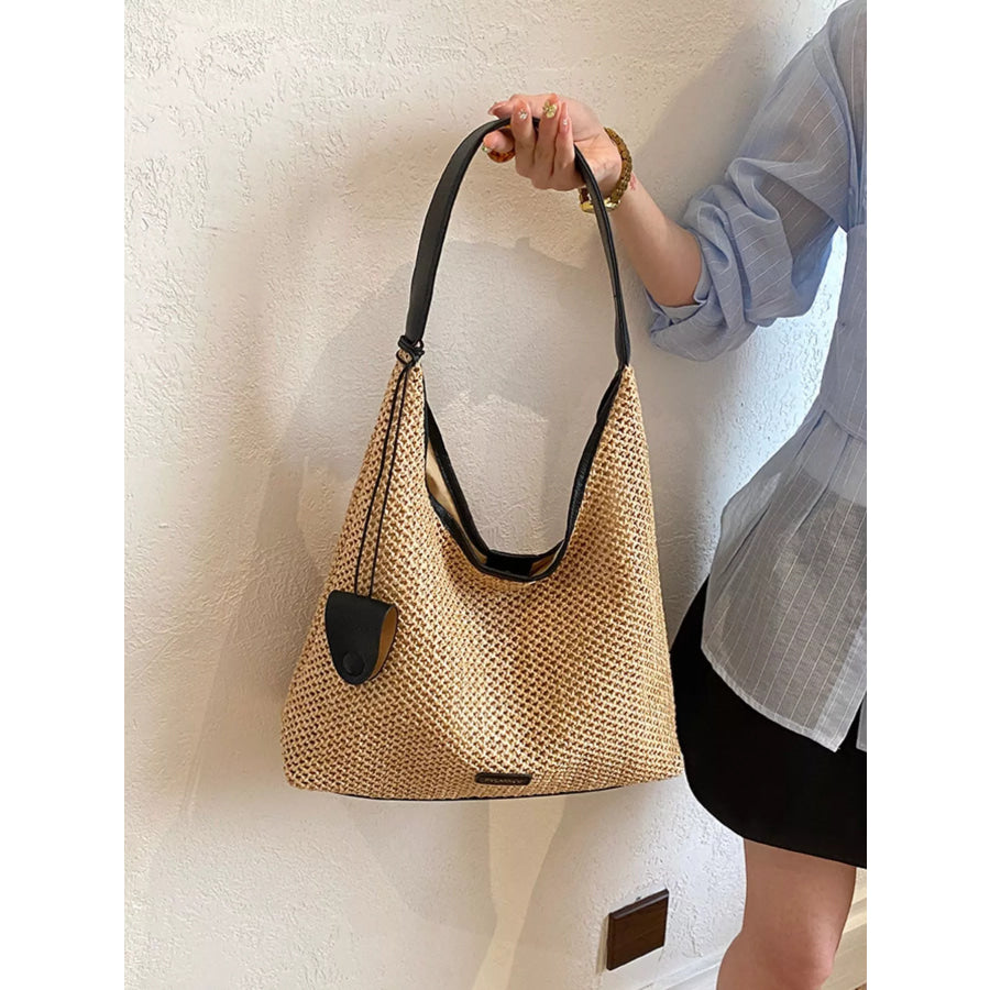 Woven Straw Shoulder Bag Camel / onesize Apparel and Accessories