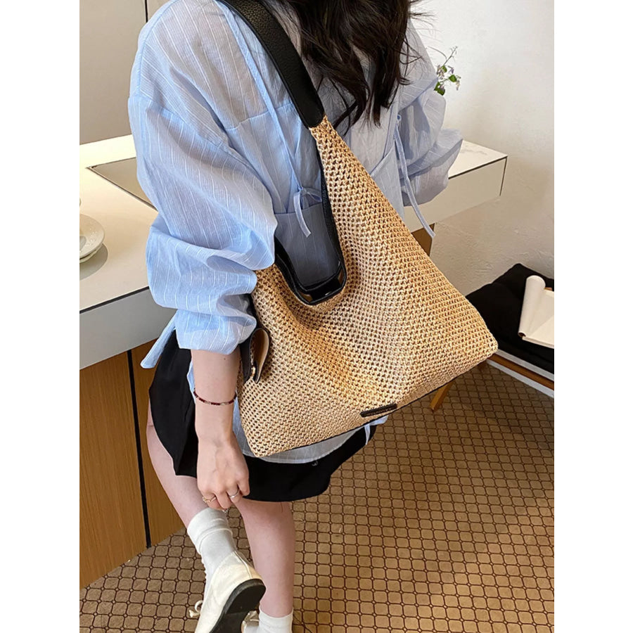 Woven Straw Shoulder Bag Camel / onesize Apparel and Accessories
