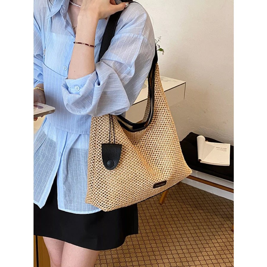 Woven Straw Shoulder Bag Camel / onesize Apparel and Accessories
