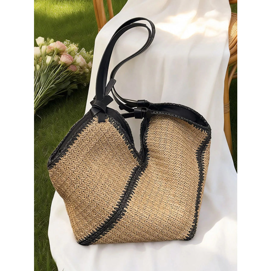 Woven Straw Shoulder Bag Khaki / onesize Apparel and Accessories