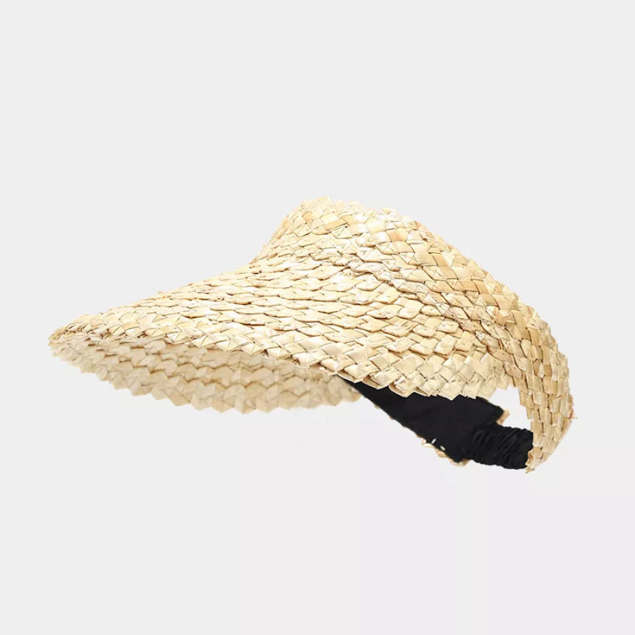 Woven Straw Sun Visor Hat Tan / One Size Apparel and Accessories