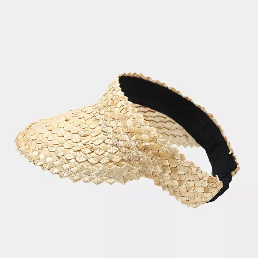Woven Straw Sun Visor Hat Tan / One Size Apparel and Accessories