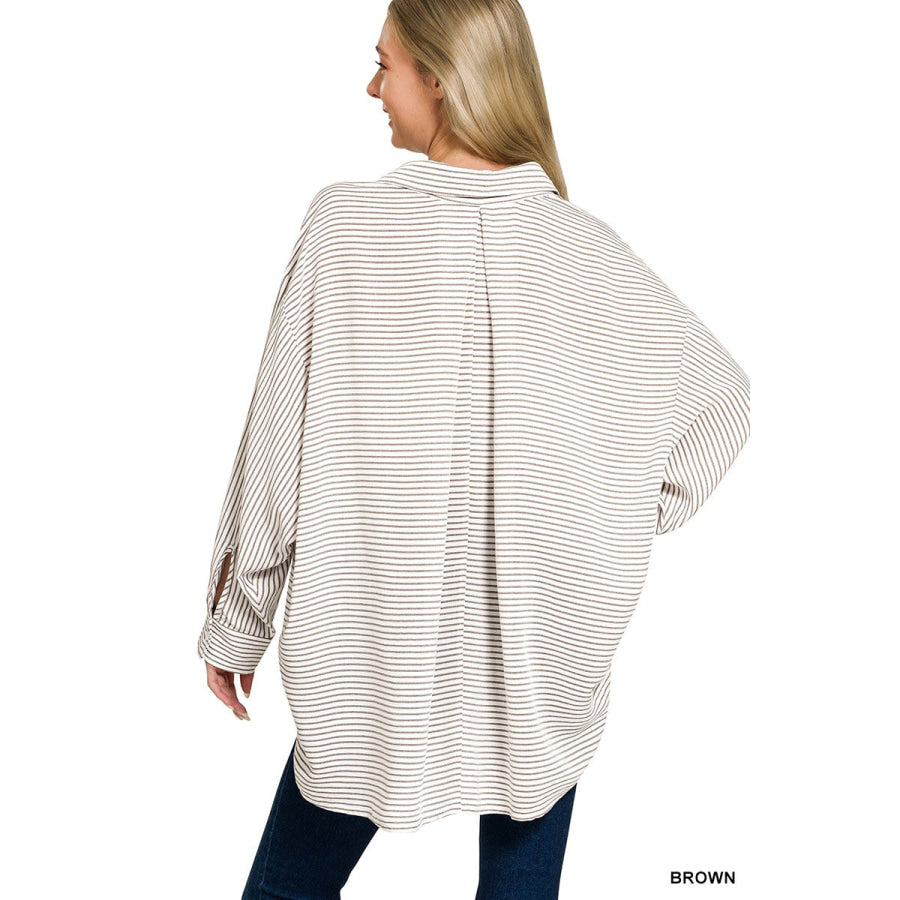 Woven Stripe Button Down Shirt Apparel and Accessories