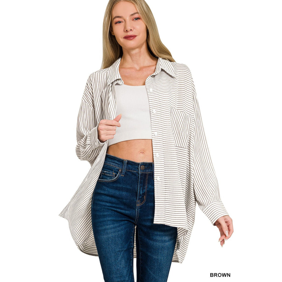 Woven Stripe Button Down Shirt Apparel and Accessories
