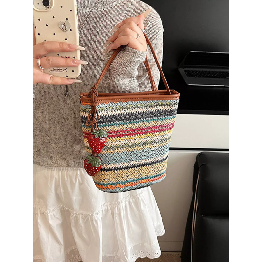 Woven Striped Crossbody Bag Camel / One Size Apparel and Accessories