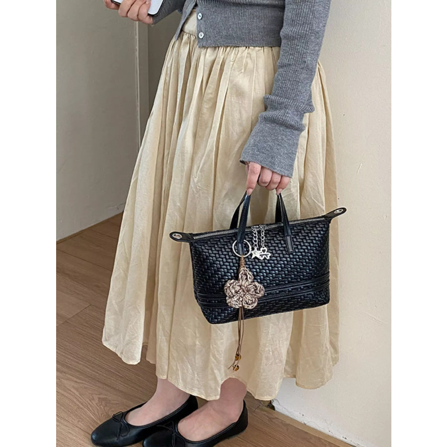 Woven Texture Crossbody Bag Black / One Size Apparel and Accessories