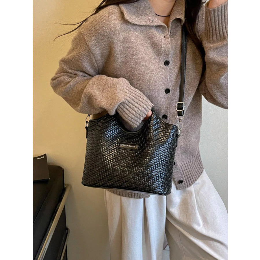 Woven Texture Crossbody Bag Black / onesize Apparel and Accessories
