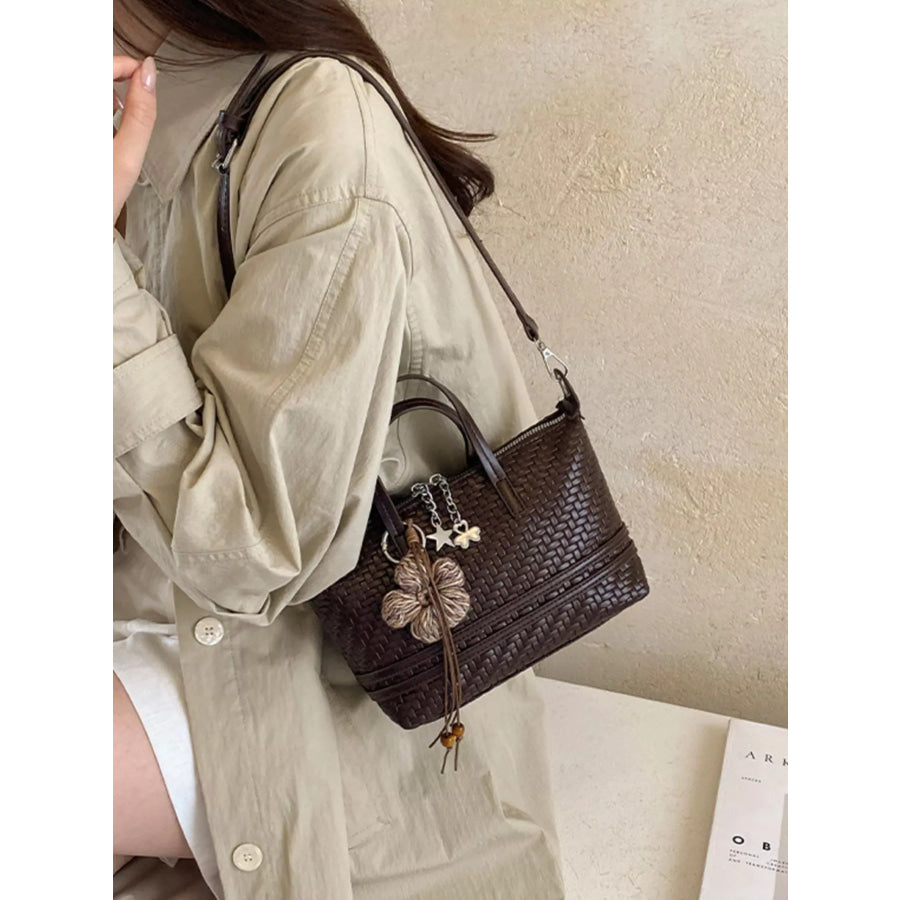 Woven Texture Crossbody Bag Brown / One Size Apparel and Accessories