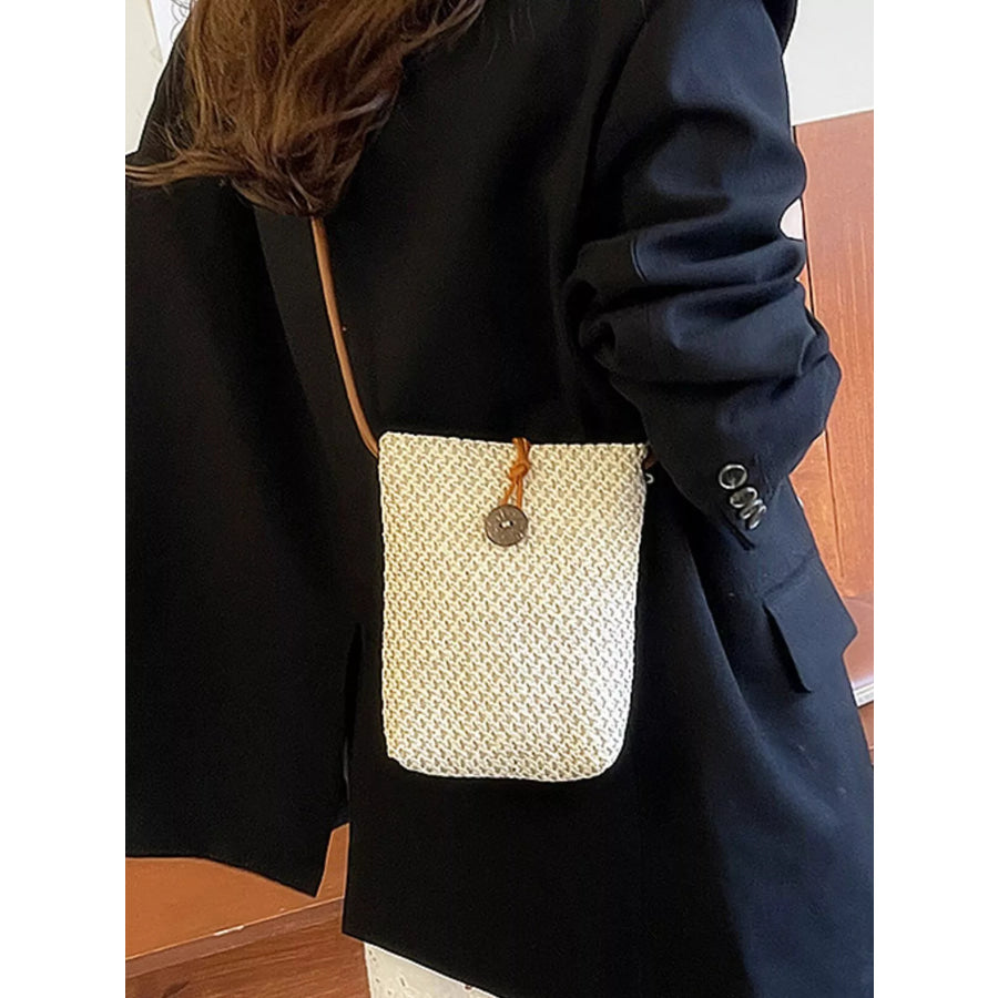 Woven Texture Crossbody Bag Off-white / One Size Apparel and Accessories