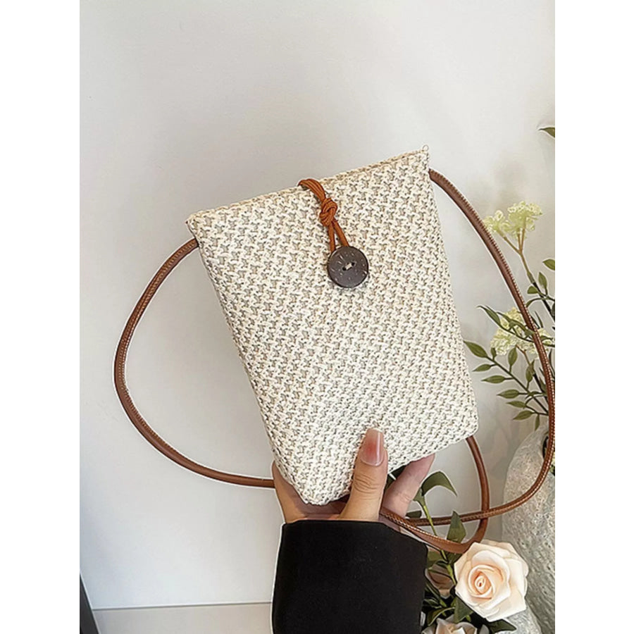 Woven Texture Crossbody Bag Off-white / One Size Apparel and Accessories