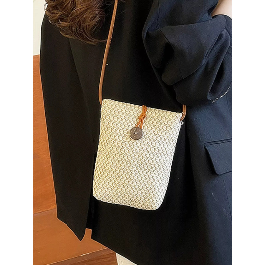 Woven Texture Crossbody Bag Off-white / One Size Apparel and Accessories