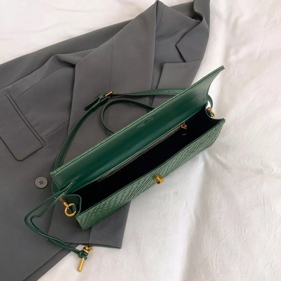 Woven Texture Flap Crossbody Bag Apparel and Accessories