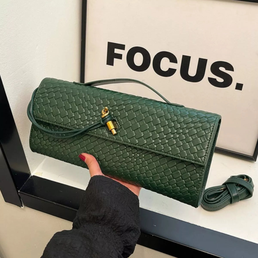 Woven Texture Flap Crossbody Bag Apparel and Accessories