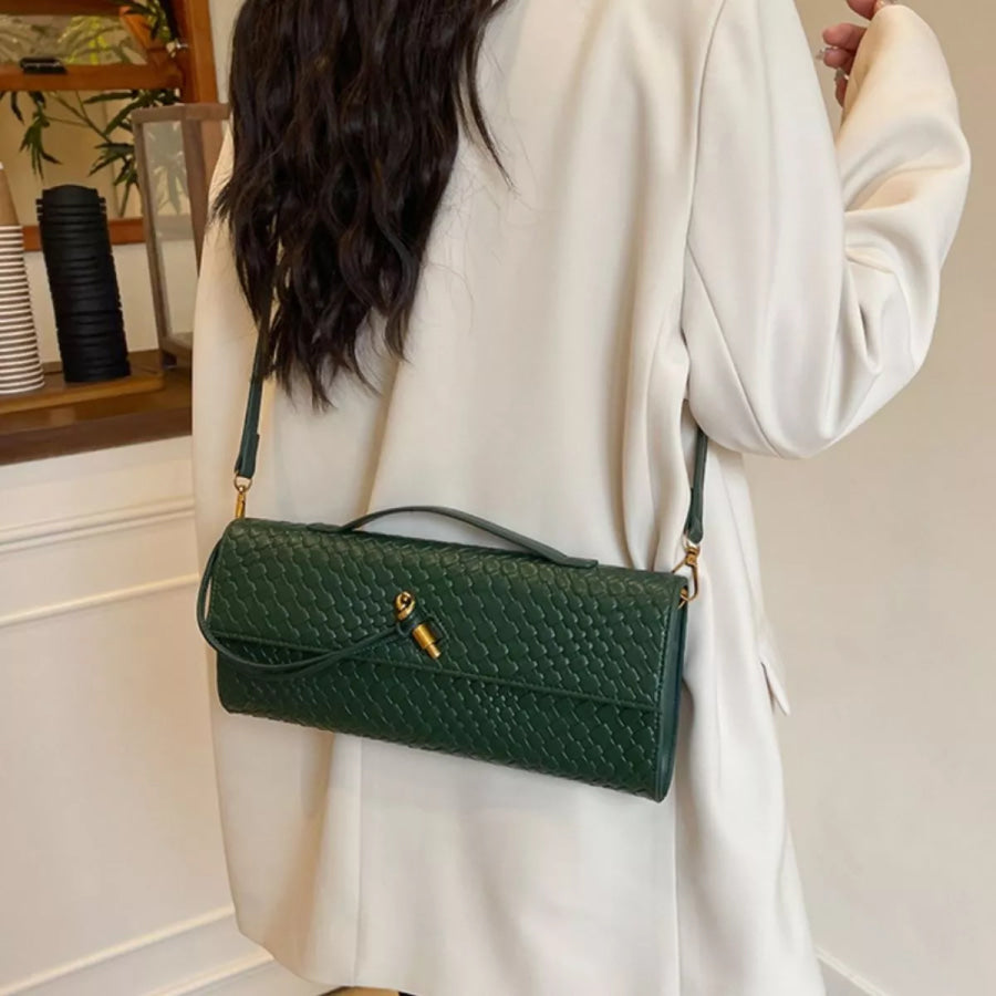 Woven Texture Flap Crossbody Bag Apparel and Accessories