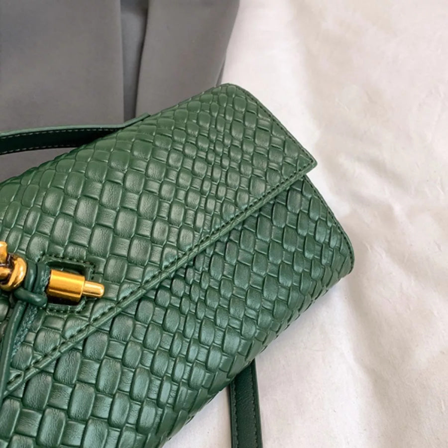 Woven Texture Flap Crossbody Bag Apparel and Accessories