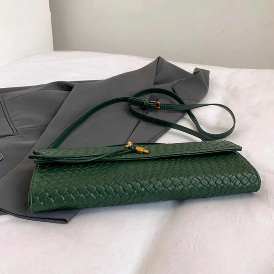 Woven Texture Flap Crossbody Bag Apparel and Accessories