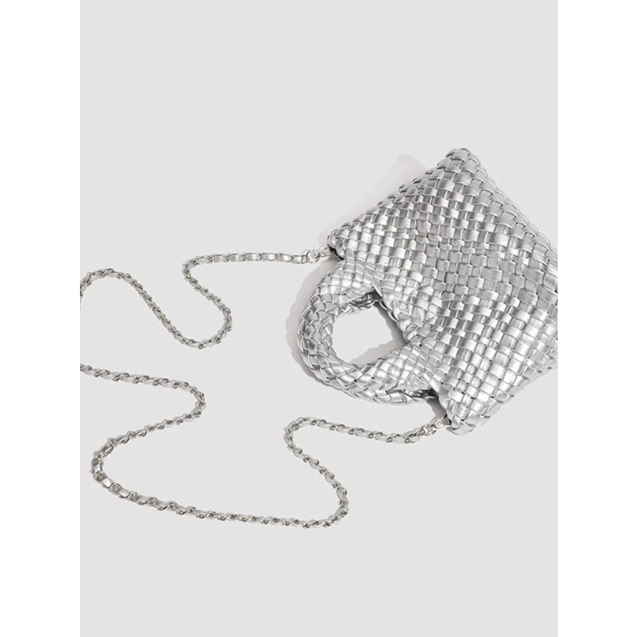 Woven Texture Mini Crossbody Bag with Chain Strap Apparel and Accessories