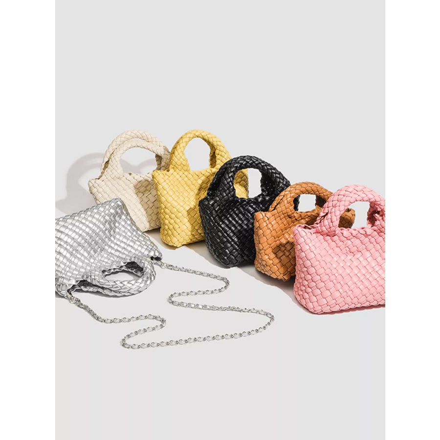 Woven Texture Mini Crossbody Bag with Chain Strap Apparel and Accessories
