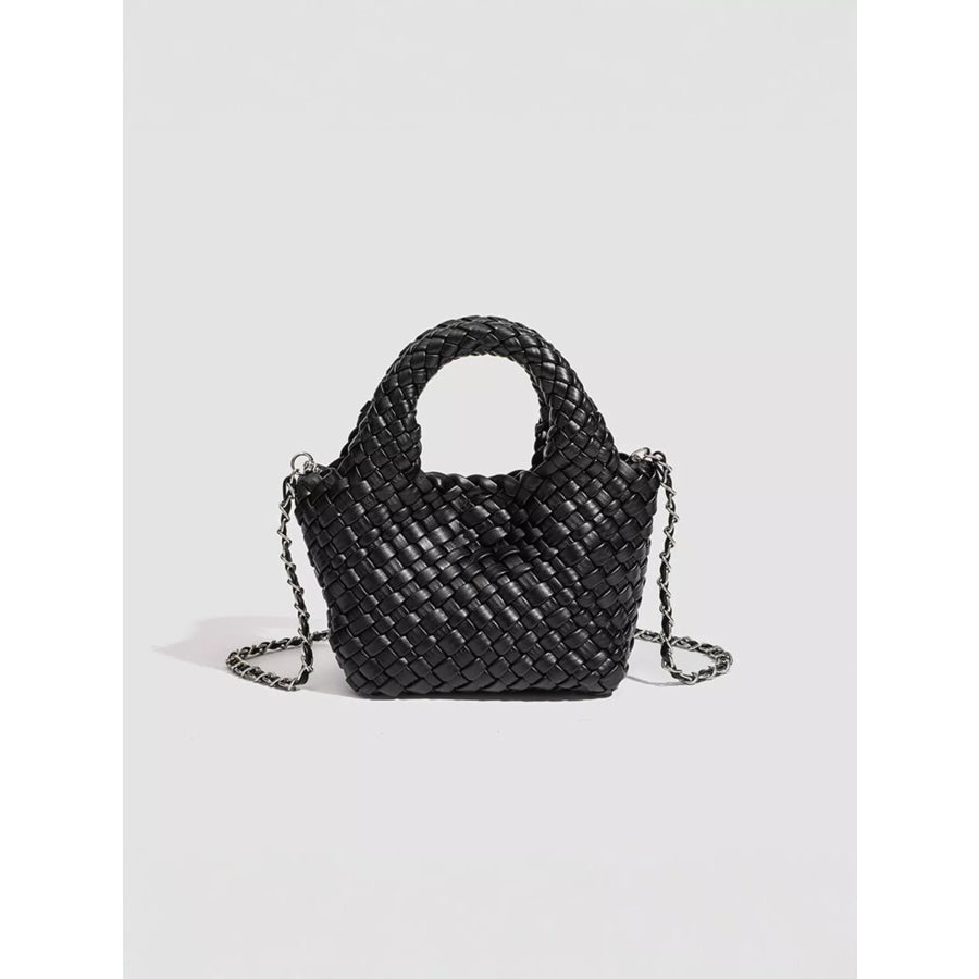 Woven Texture Mini Crossbody Bag with Chain Strap Black / onesize Apparel and Accessories