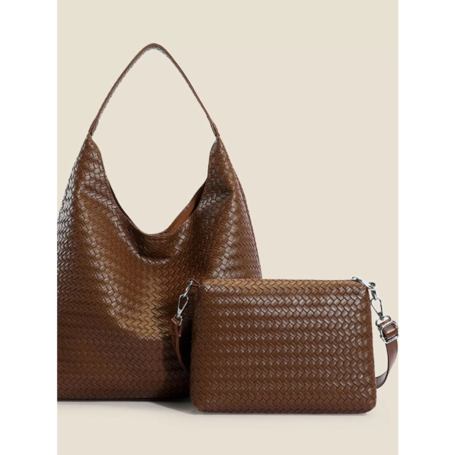 Woven Texture Shoulder Bag and Wristlet Set Apparel Accessories