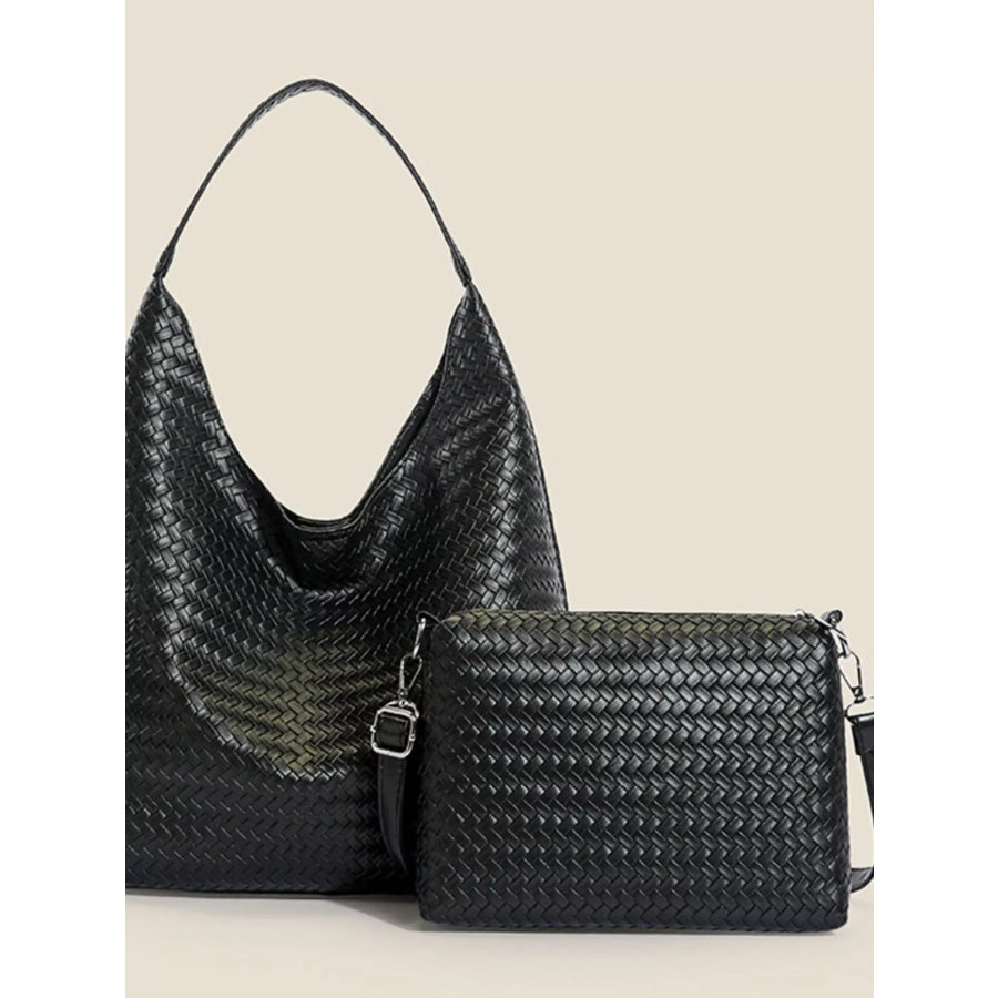 Woven Texture Shoulder Bag and Wristlet Set Apparel Accessories