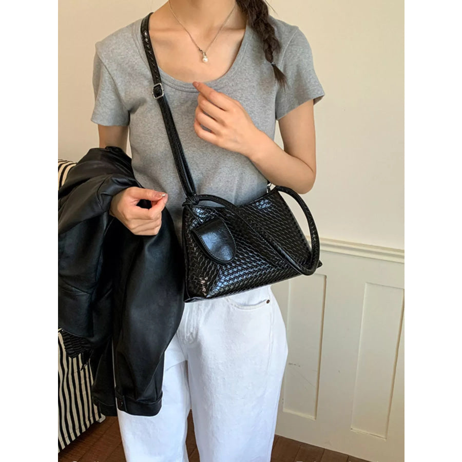 Woven Texture Shoulder Bag Black / onesize Apparel and Accessories