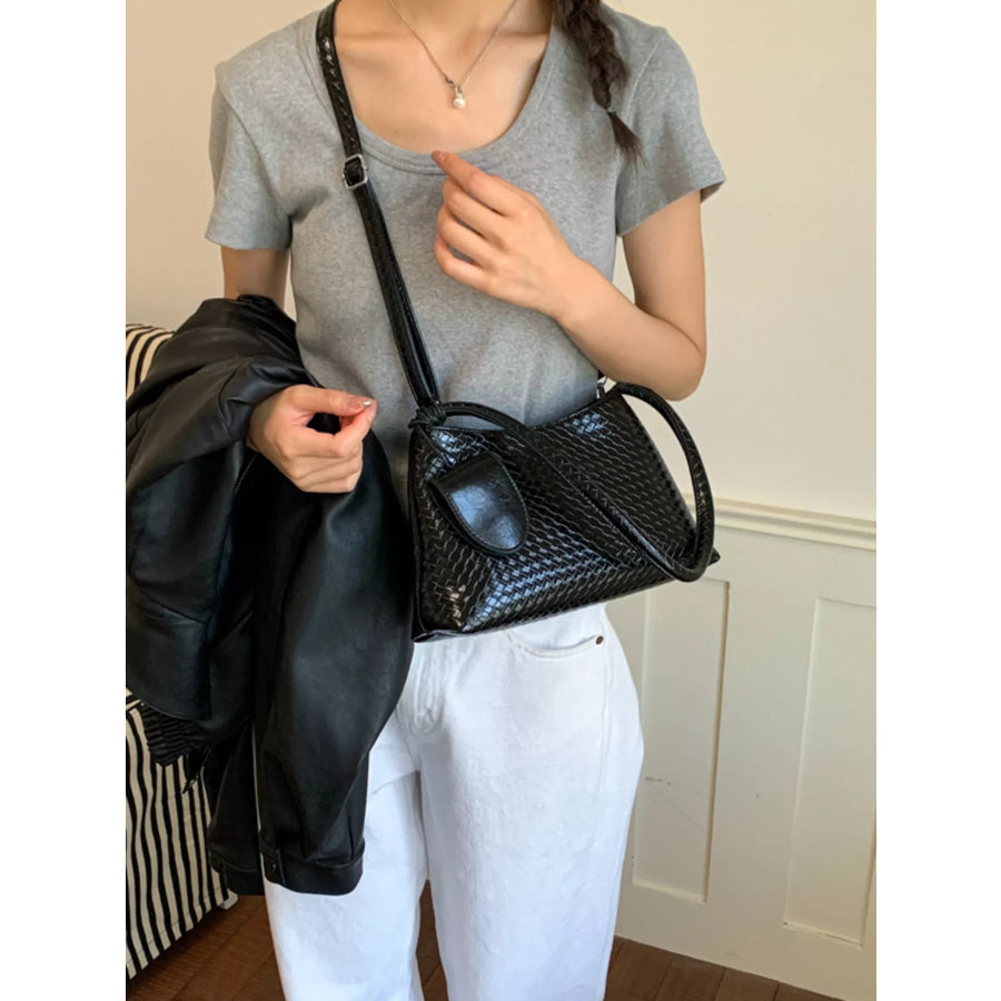 Woven Texture Shoulder Bag Black / onesize Apparel and Accessories
