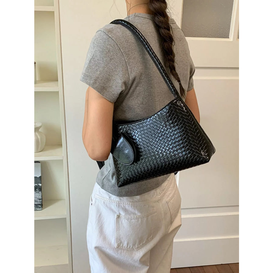 Woven Texture Shoulder Bag Black / onesize Apparel and Accessories