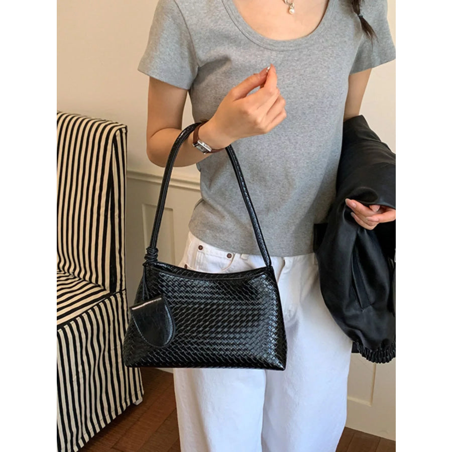 Woven Texture Shoulder Bag Black / onesize Apparel and Accessories